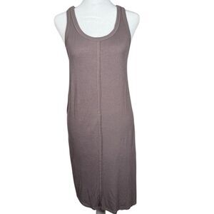 Free People Womens Ribbed Brown Slinky Dress Sz L Casual Minimalist Stretchy